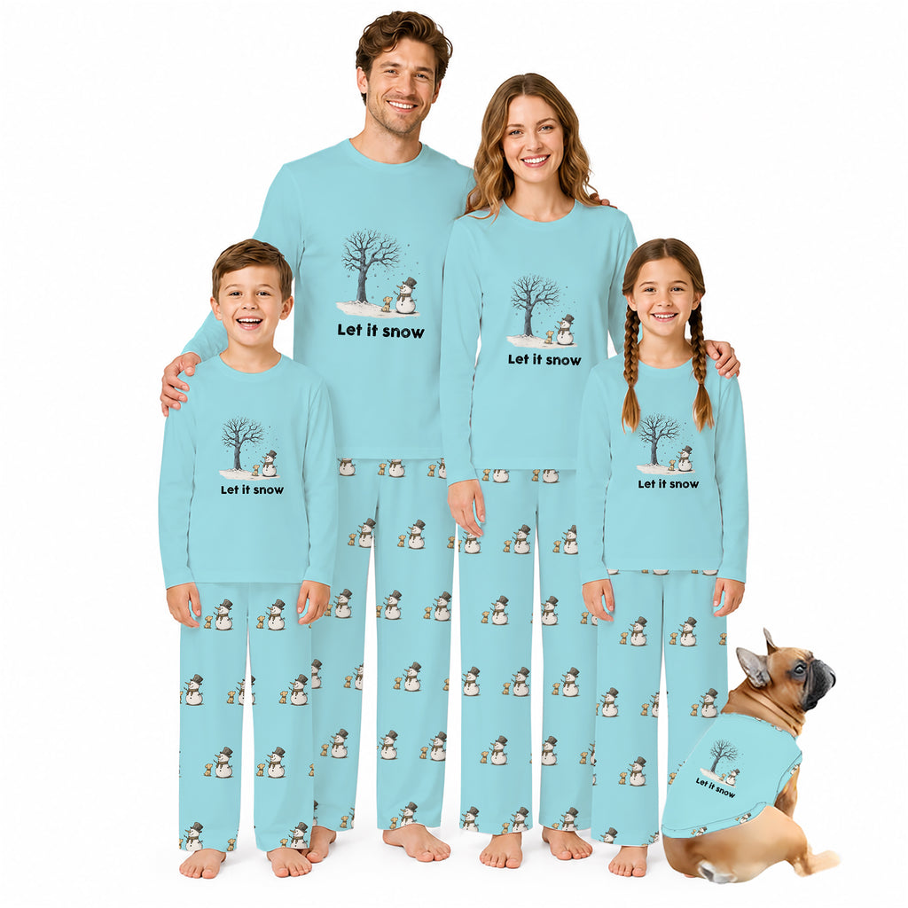 Let It Snow Snowman Dog Family Matching Christmas Pajamas
