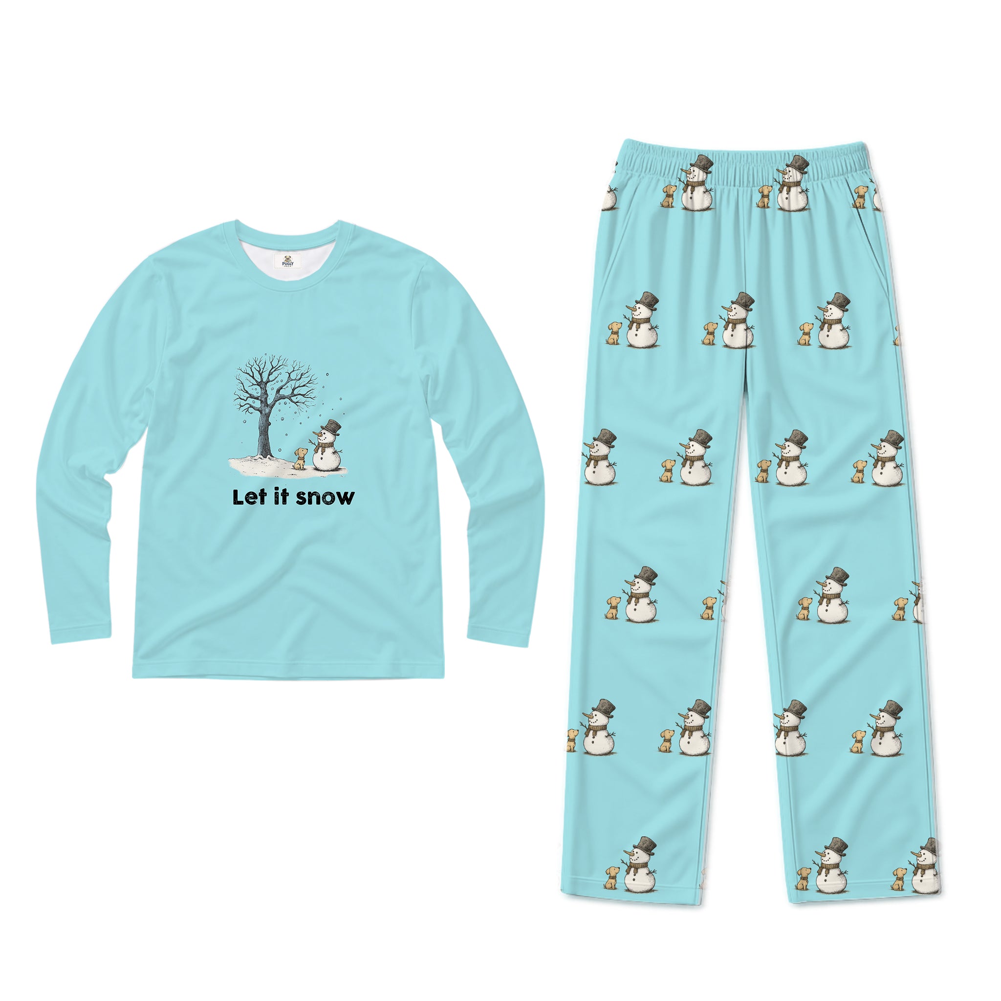 Let It Snow Snowman Dog Family Matching Christmas Pajamas