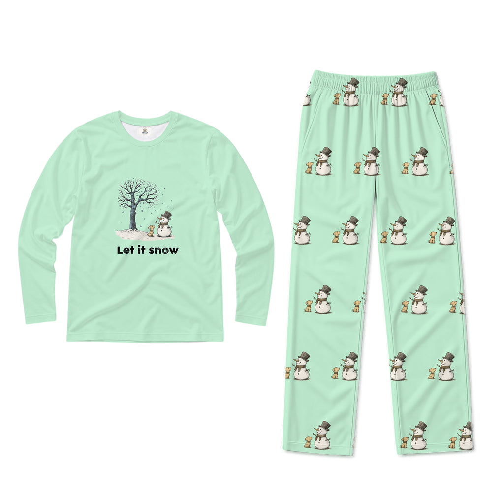 Let It Snow Snowman Dog Family Matching Christmas Pajamas