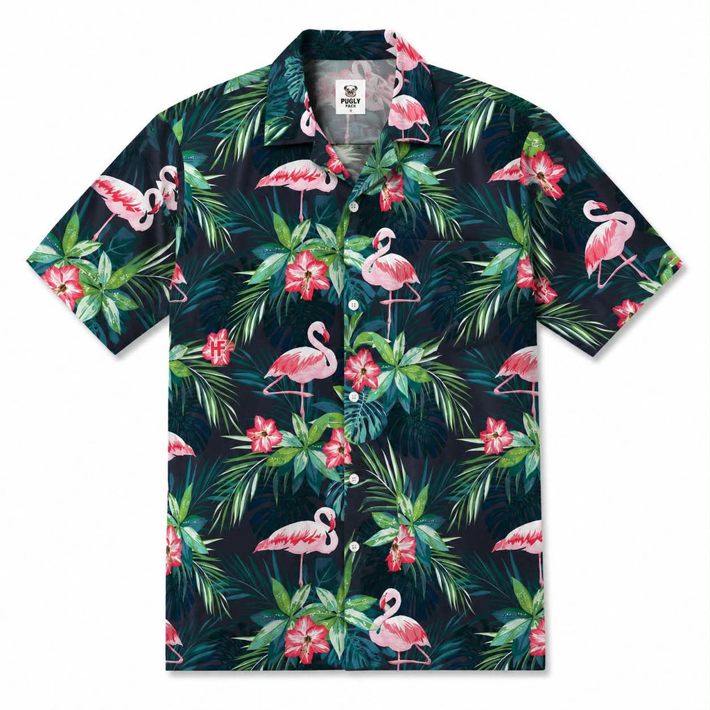 Flamingo hawaiian shirts for men and women