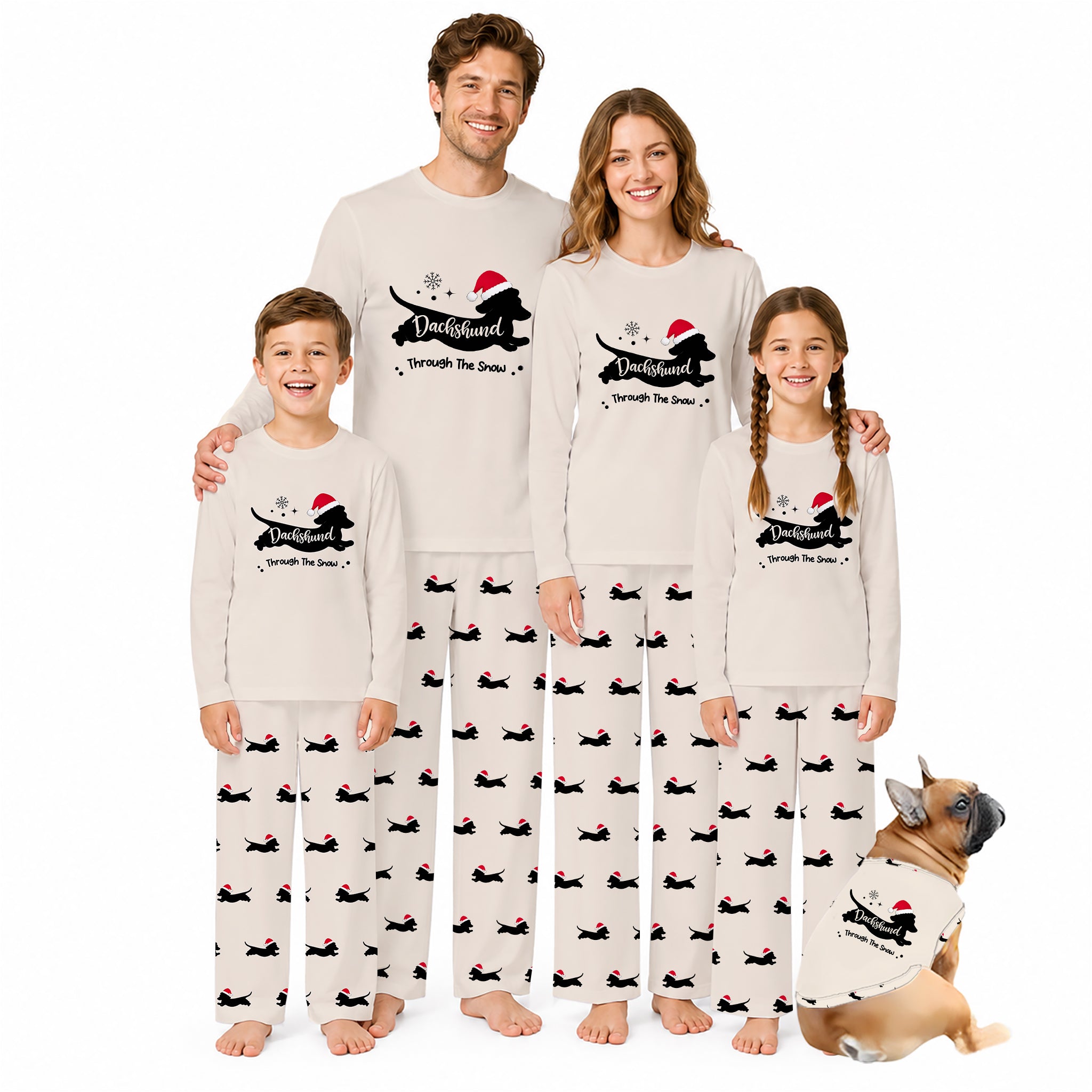 Dachshund Through The Snow Christmas Family Matching Pajamas Set