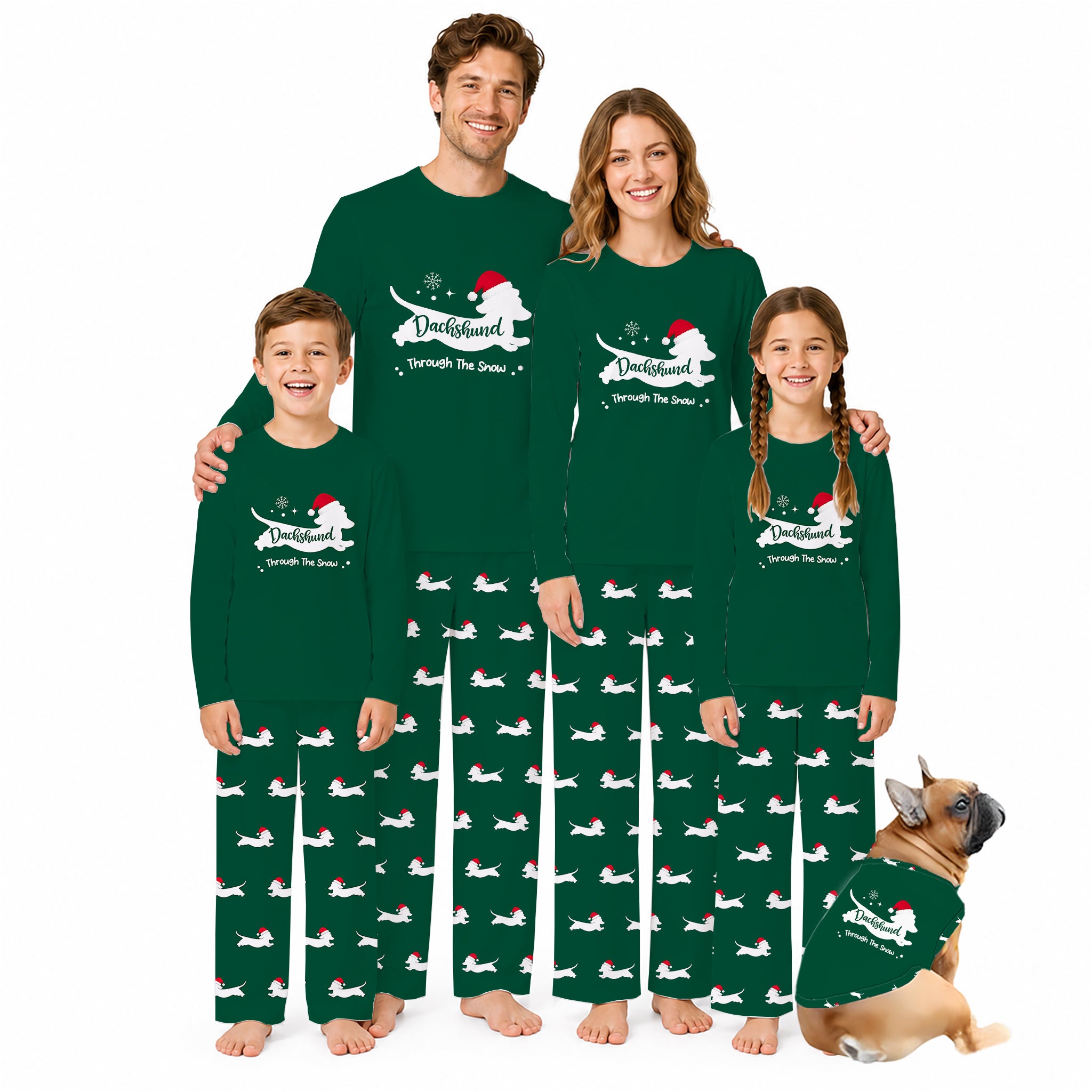 Dachshund Through The Snow Christmas Family Matching Pajamas Set