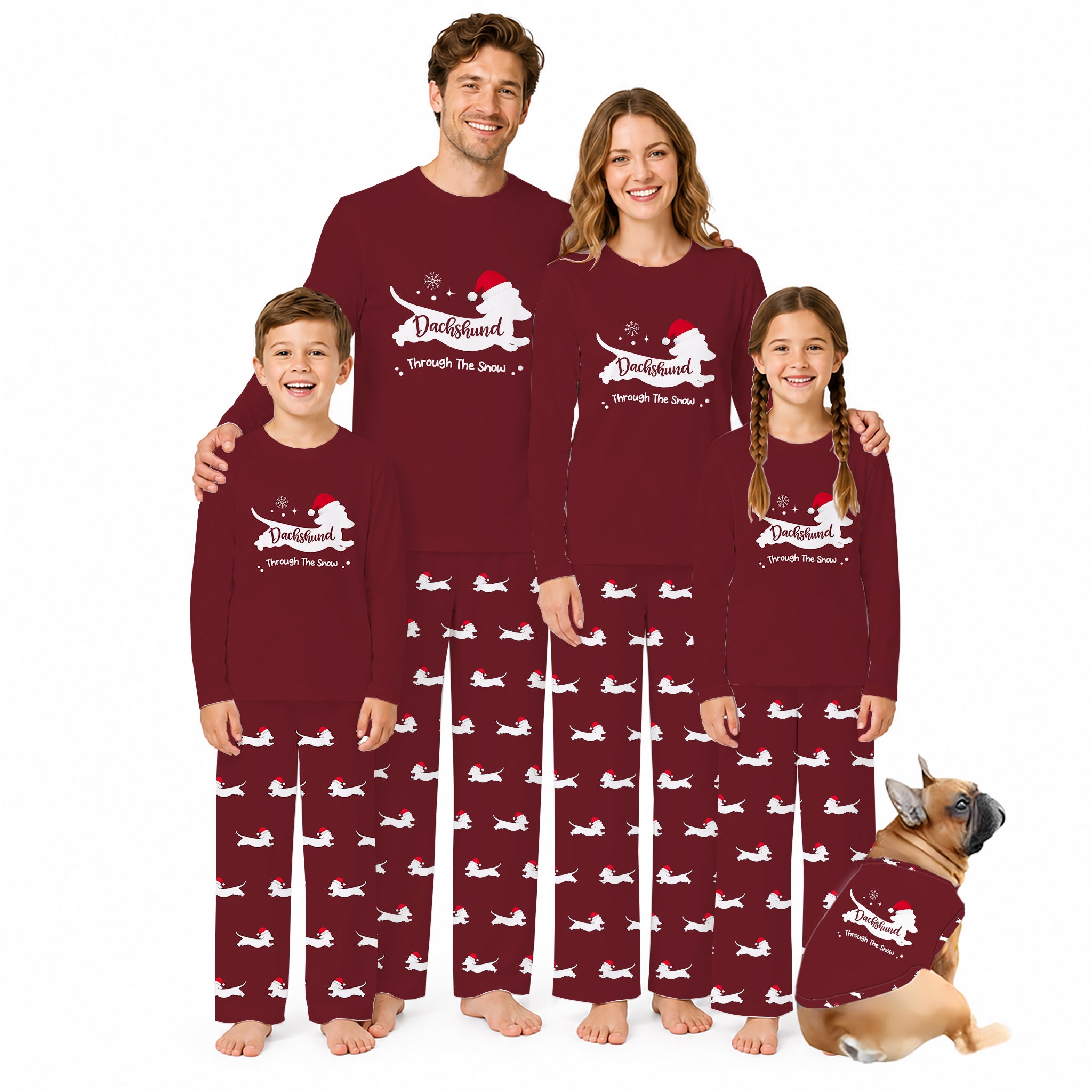 Dachshund Through The Snow Christmas Family Matching Pajamas Set