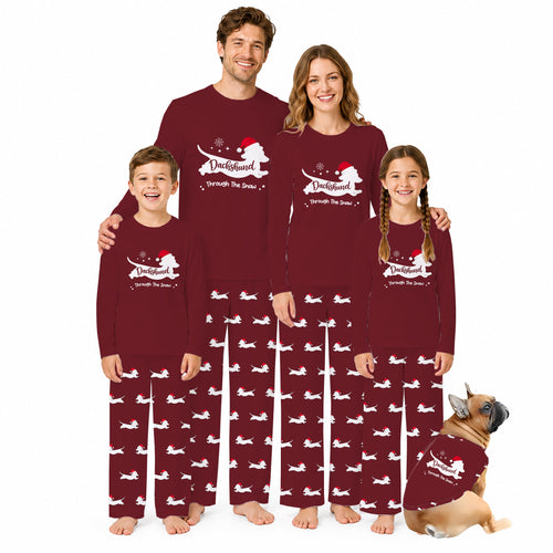 Dachshund Through The Snow Christmas Family Matching Pajamas Set