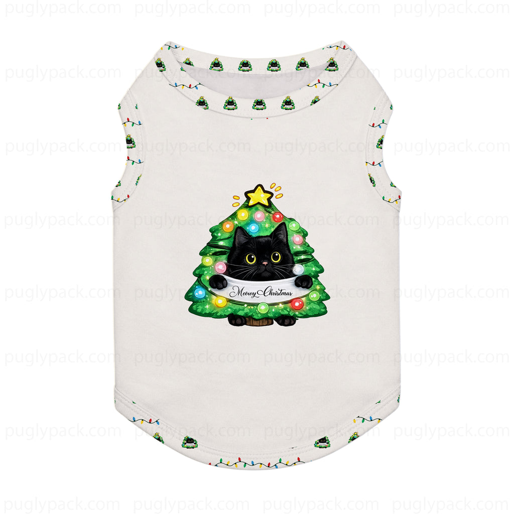 Funny Black Cat In Christmas Tree Family Pajamas for Adults Kids Dog