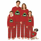 Funny Black Cat In Christmas Tree Family Pajamas for Adults Kids Dog