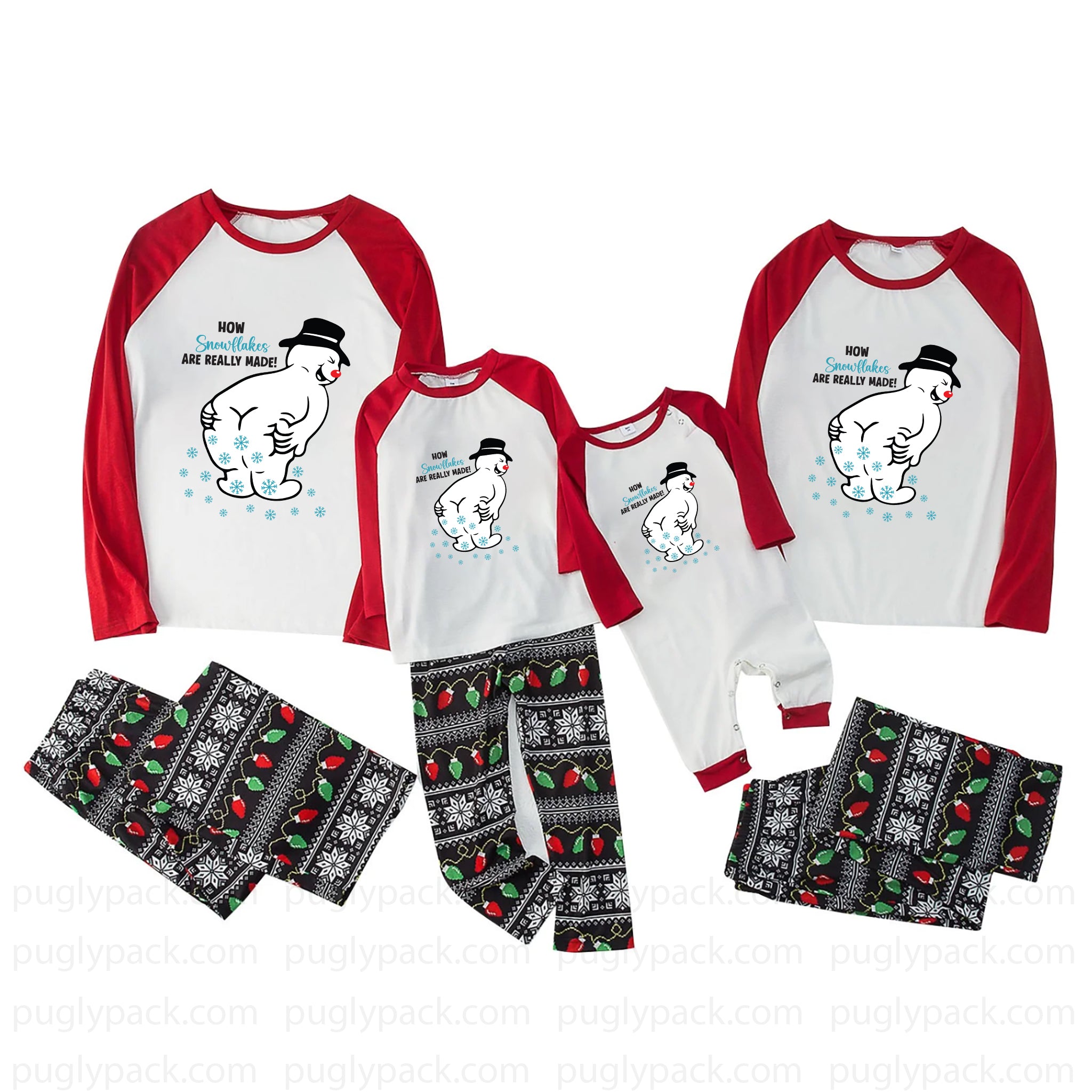 Matching Family Christmas Pajamas Funny Snowman Christmas Lights Set