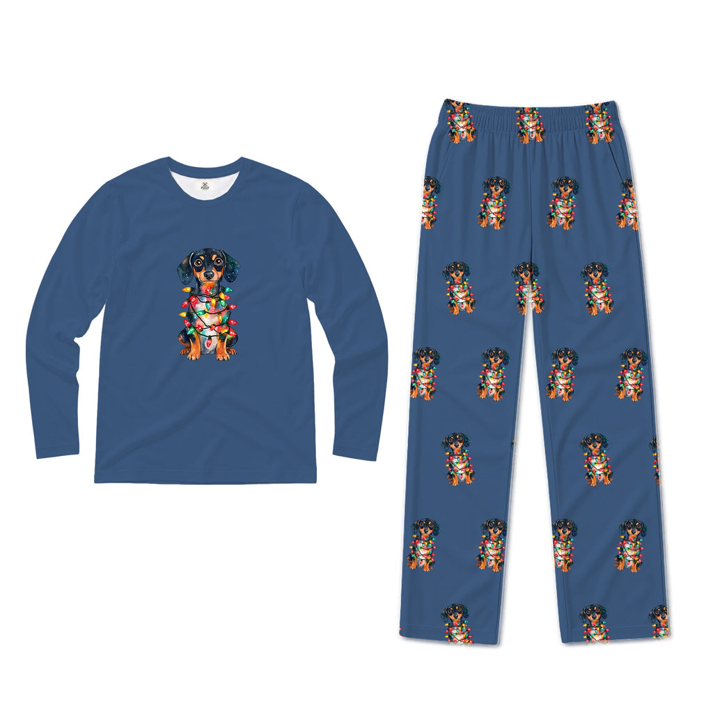 Dachshund Christmas Lights Family Matching Pajamas
