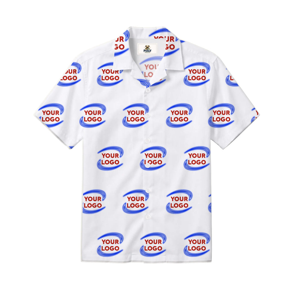 Custom Business Logo Hawaiian Shirt Live Preview Mens Camp Shirt