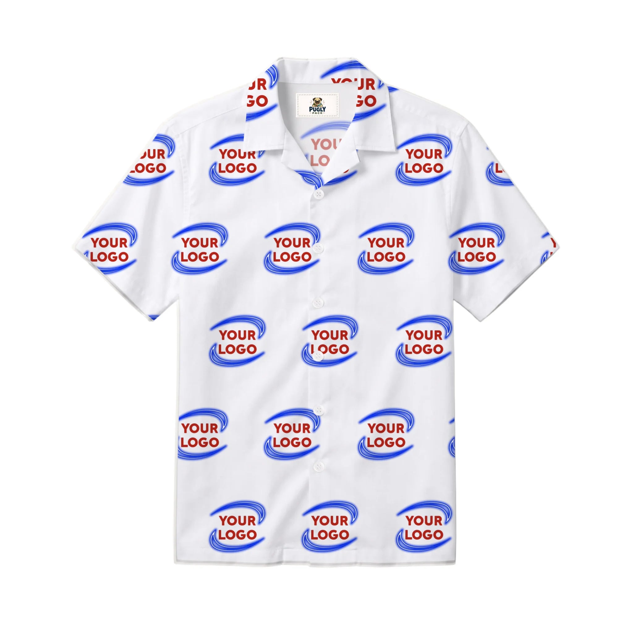 Custom Business Logo Hawaiian Shirt Live Preview Mens Camp Shirt
