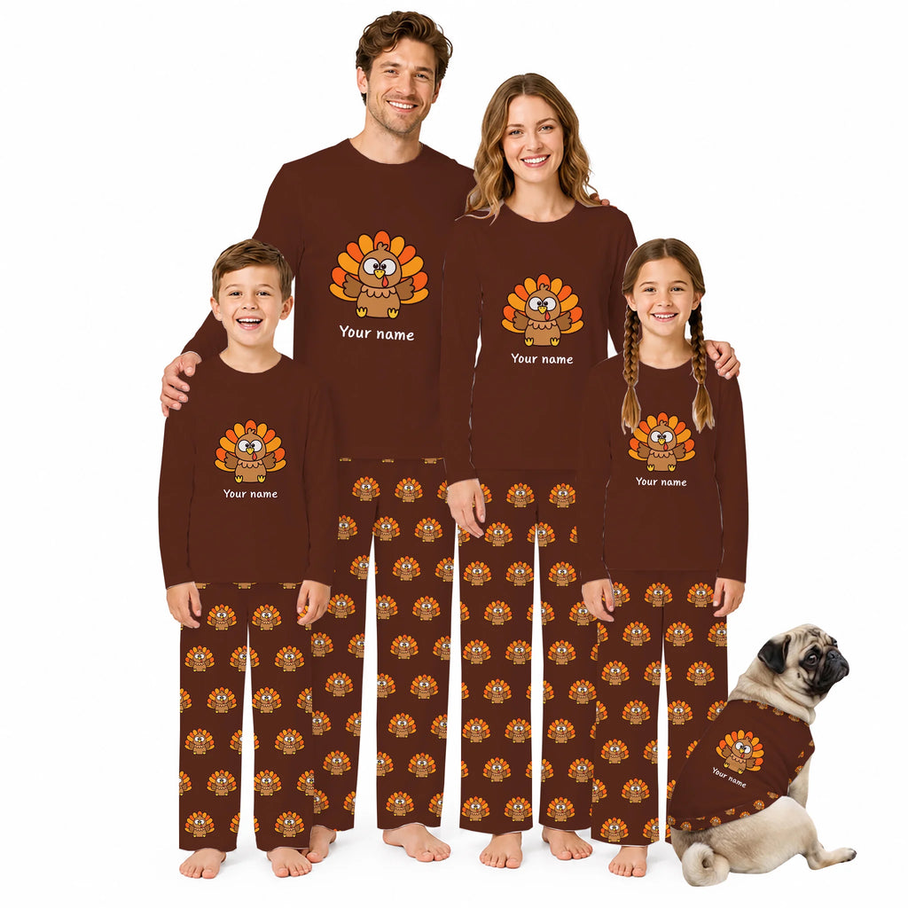 Personalized Turkey Thanksgiving Family Matching Pajamas
