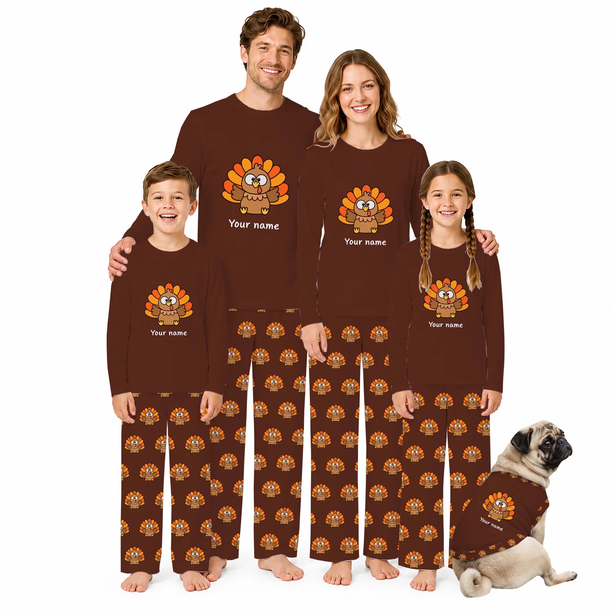 Personalized Turkey Thanksgiving Family Matching Pajamas