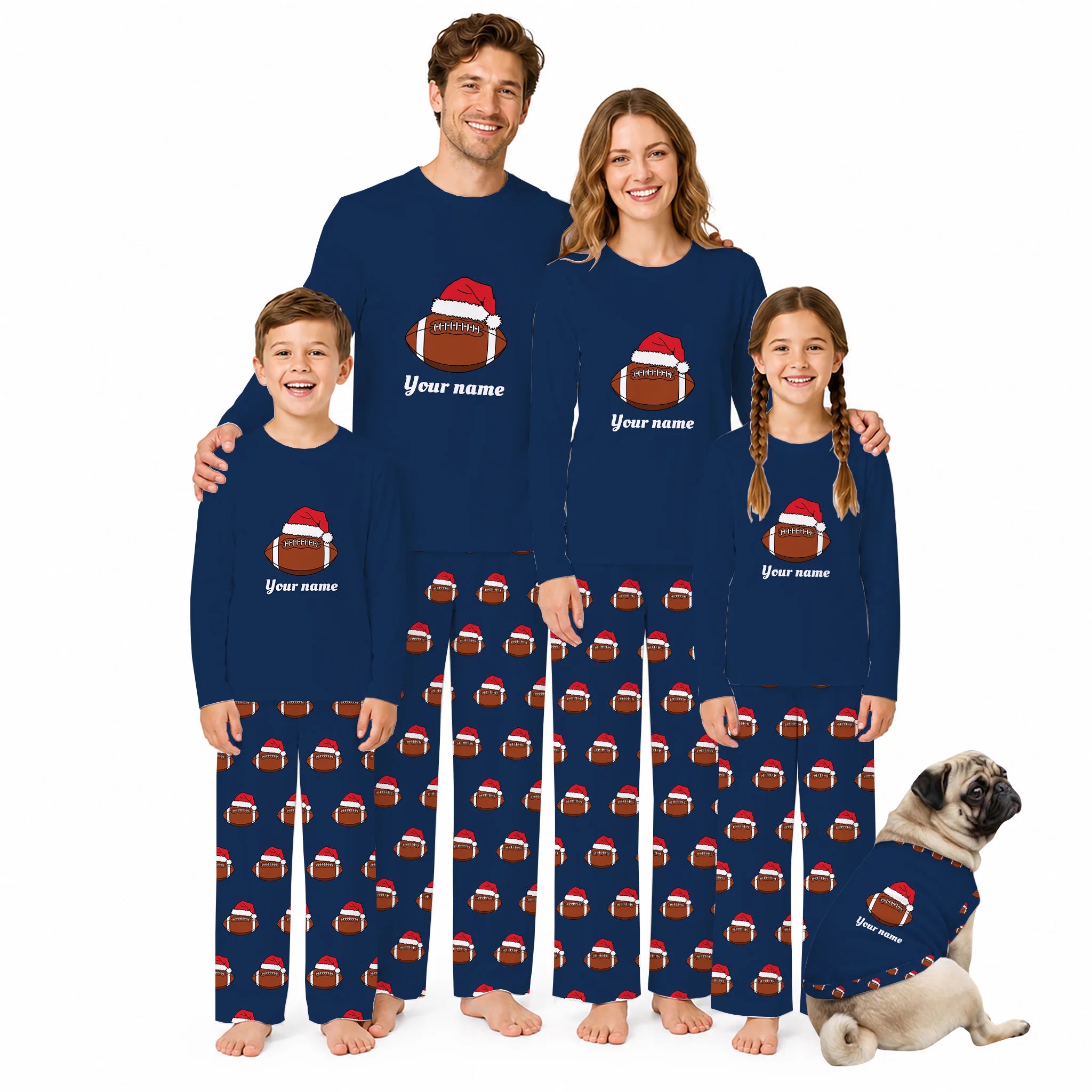 Personalized Football Christmas Family Matching Pajamas