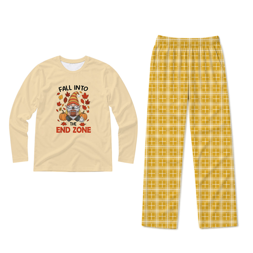Fall Into The End Zone Football Thanksgiving Family Matching Pajamas