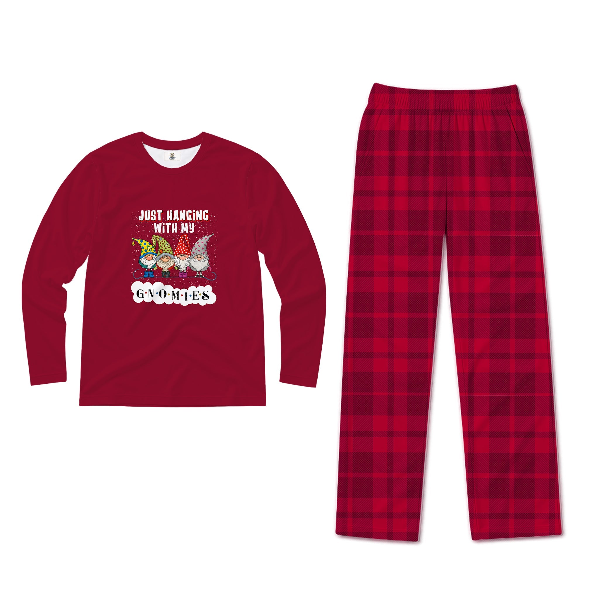 A two-piece kids' pajama set featuring a long-sleeve shirt and matching pants in Navy Blue. The fabric is printed with a repeating pattern of basketballs wearing Santa hats, alongside the White text '99' and 'Maison'.