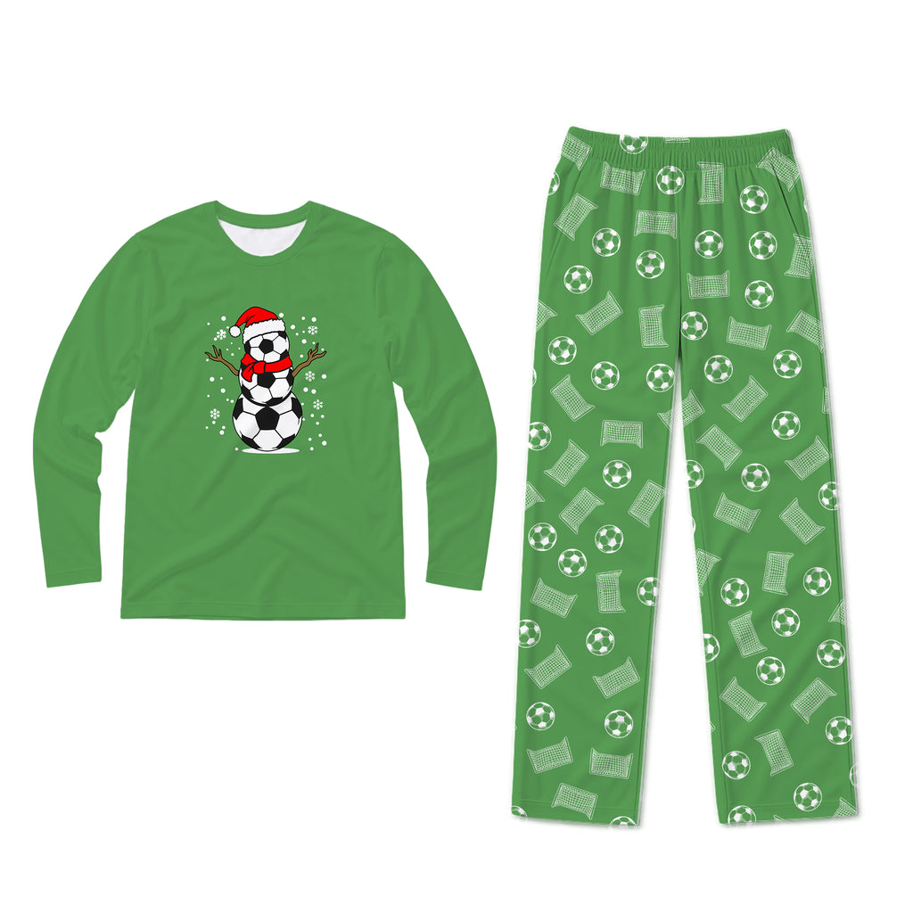 A two-piece holiday pajama set on a white background, featuring a dark green long-sleeve shirt with a gnome graphic and the text 'JUST HANGING WITH MY Gnomes' and matching dark green plaid pants.