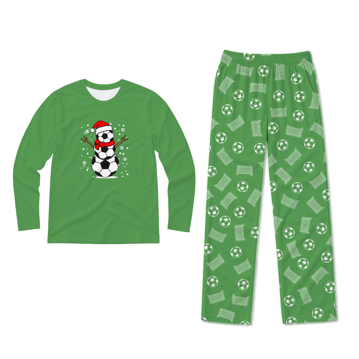 A two-piece holiday pajama set on a white background, featuring a dark green long-sleeve shirt with a gnome graphic and the text 'JUST HANGING WITH MY Gnomes' and matching dark green plaid pants.